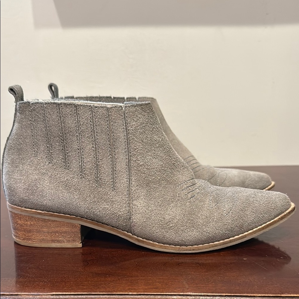 Gray Suede Ankle Boots